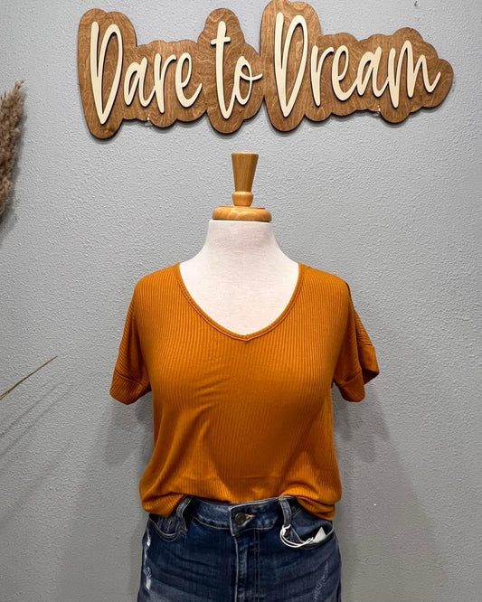 Short Sleeve Mustard Top